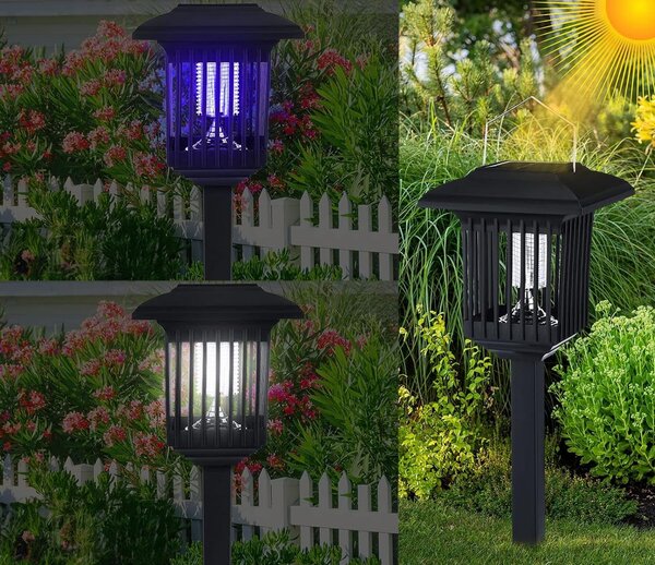 Lampă solară LED de grădină ucigașă de insecte J-22 Neagra