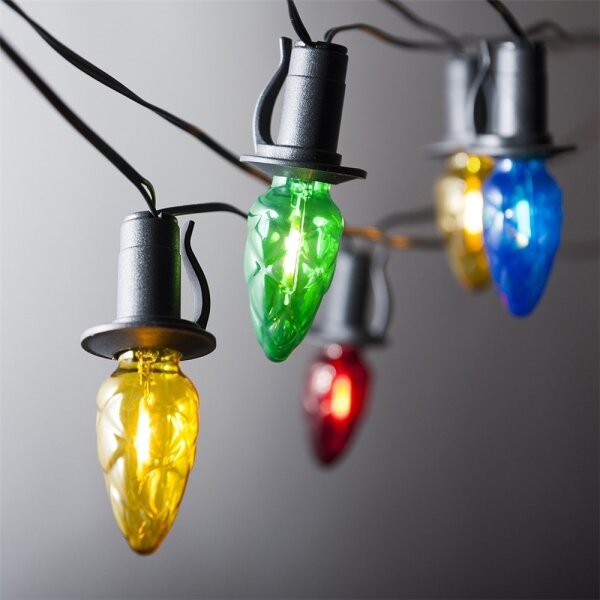 Ghirlandă LED extensibilă pentru exterior CONE FILAMENT, 20 x E10, 14 m, multicolor/alb cald, IP44