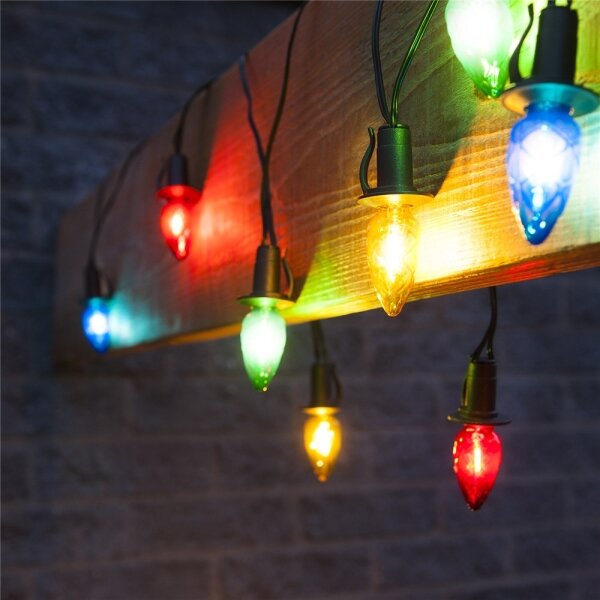 Ghirlandă LED extensibilă pentru exterior CONE FILAMENT, 20 x E10, 14 m, multicolor/alb cald, IP44
