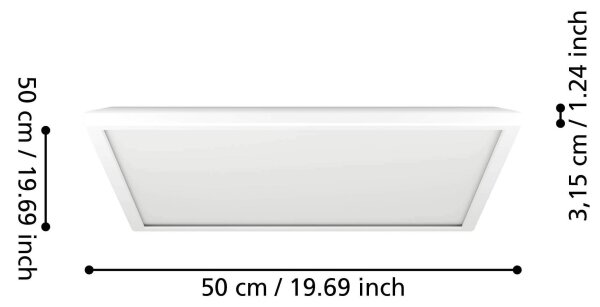 Plafonieră LED RGBW dimabilă de exterior Eglo 901476 ROVITO-Z 17W/230V 50x50cm IP44 alb