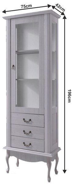 Vitrina VILAR DA4, gri, DTD laminat, 75x42x196 cm