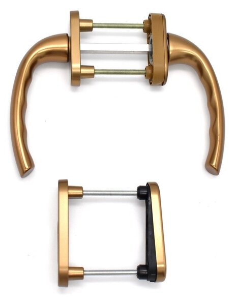 Set maner fereastra balcon termopan, Hoppe Tokyo, simetric, cu rozeta, din aluminiu, culoare bronz F4