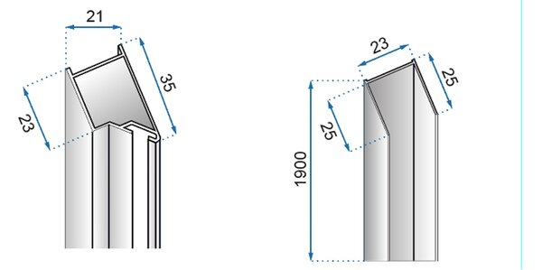 Rea - Profil magnetic MOLIER pentru usa dus 190cm, negru, REA-K6395