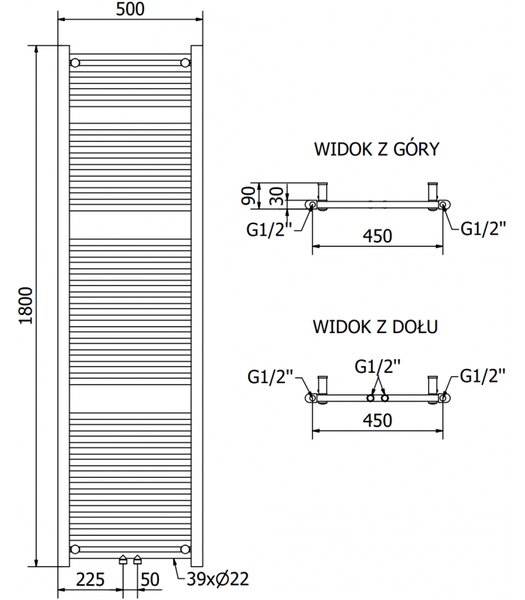 Mexen Mars, element electric de încălzire 1800 x 500 mm, 900 W, antracit, W110-1800-500-2900-66