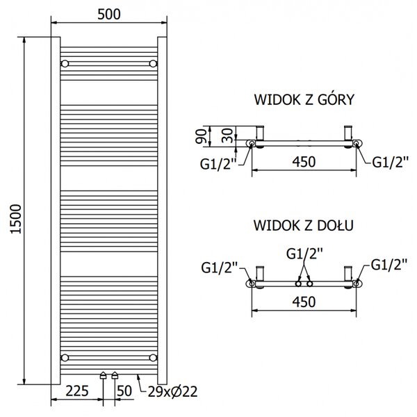 Mexen Mars, element electric de încălzire 1500 x 500 mm, 600 W, alb, W110-1500-500-6600-20