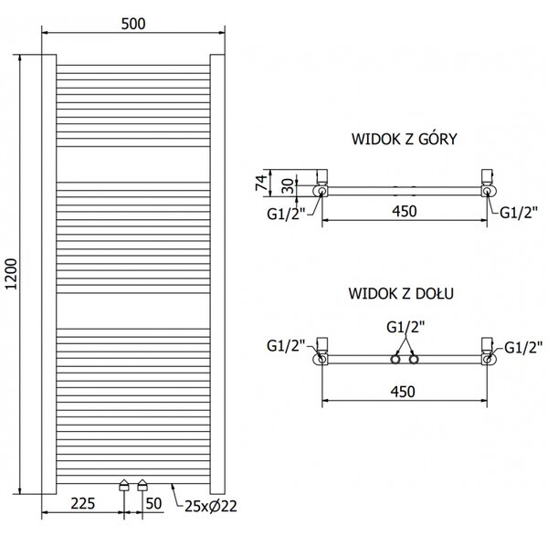 Mexen Mars radiator electric 1200 x 500 mm, 500 W, negru - W110-1200-500-6500-70