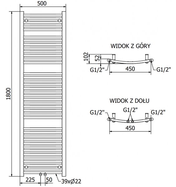 Radiator electric Mexen Ares 1800 x 500 mm, 900 W, alb - W102-1800-500-6900-20