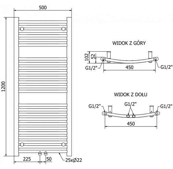 Mexen Ares, element electric de încălzire 1200x500 mm, + tijă de încălzire 500 W, alb, W102-1200-500-6500-20