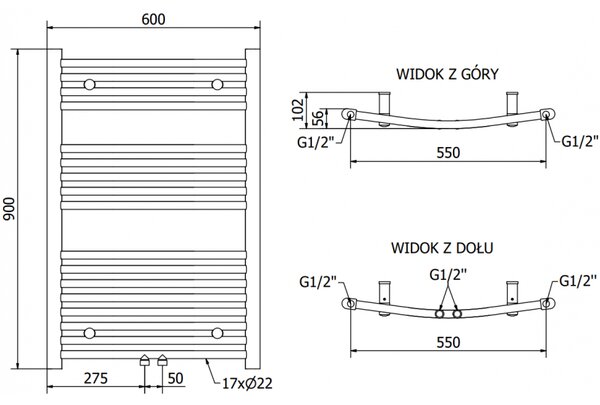 Mexen Ares, element electric de încălzire 900 x 600 mm, 300 W, crom, W102-0900-600-2300-01