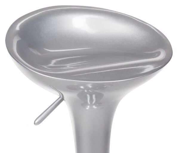 Scaun de bar, design modern, reglabil pe inaltime, cadru din metal, argintiu