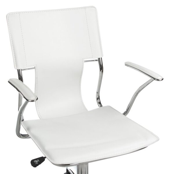 Scaun de birou, inaltime reglabila 44-54 cm, baza metalica, design modern, alb