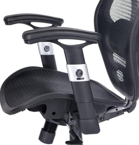 Scaun de birou pivotant, inaltime 44-54 cm, cotiere si tetiera reglabile, negru