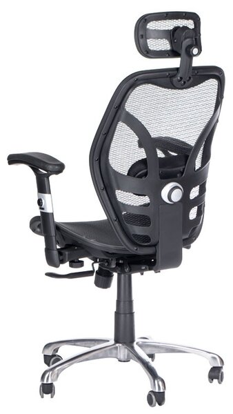 Scaun de birou pivotant, inaltime 44-54 cm, cotiere si tetiera reglabile, negru