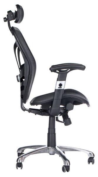 Scaun de birou pivotant, inaltime 44-54 cm, cotiere si tetiera reglabile, negru