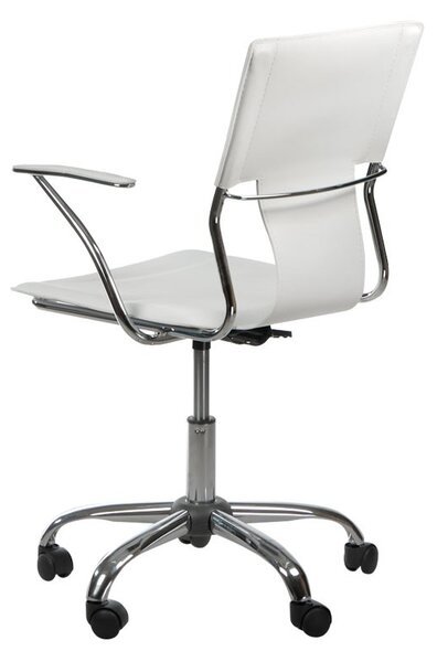 Scaun de birou, inaltime reglabila 44-54 cm, baza metalica, design modern, alb