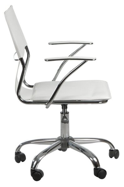 Scaun de birou, inaltime reglabila 44-54 cm, baza metalica, design modern, alb