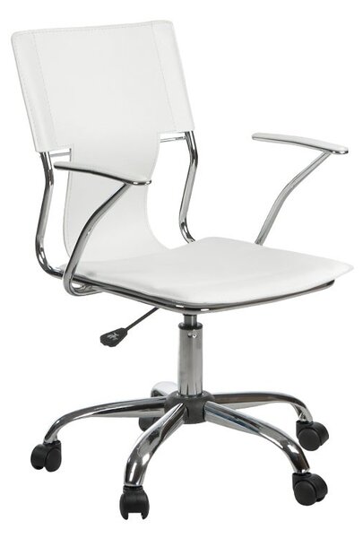 Scaun de birou, inaltime reglabila 44-54 cm, baza metalica, design modern, alb