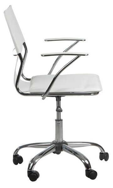 Scaun de birou, inaltime reglabila 44-54 cm, baza metalica, design modern, alb