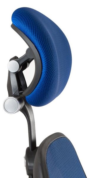 Scaun de birou, inaltime reglabila 46-56 cm, cotiere si tetiera reglabile, mesh albastru