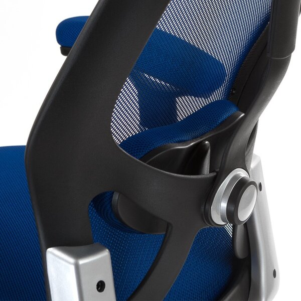 Scaun de birou, inaltime reglabila 46-56 cm, cotiere si tetiera reglabile, mesh albastru