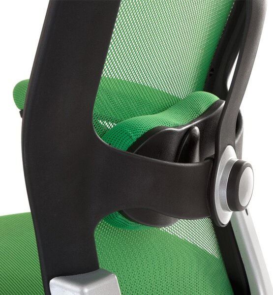 Scaun de birou ergonomic si reglabil, pivotant, tetiera, baza metalica, verde