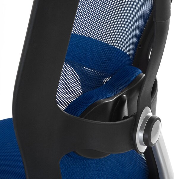 Scaun de birou, inaltime reglabila, pivotant, tetiera, latime 52 cm, albastru