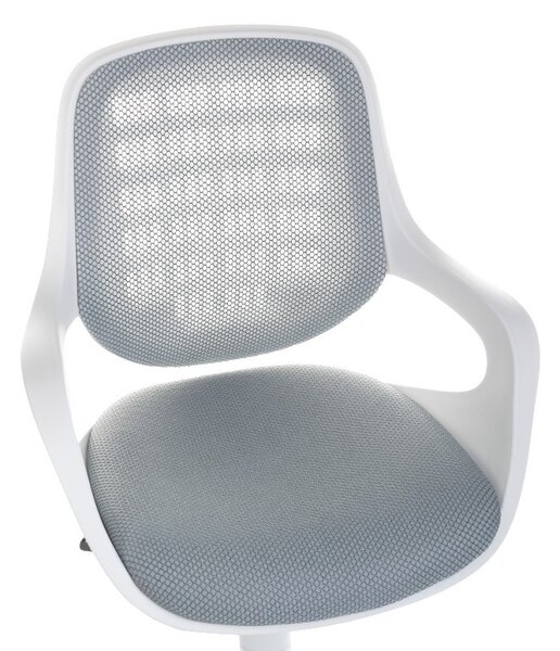 Scaun de birou, roti pivotante, spatar profilat, inaltime reglabila 40-47 cm, alb, gri
