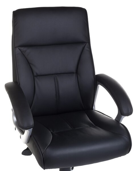 Scaun ergonomic BX-5085B, roti pivotante, tapiterie spuma si piele eco, inaltime reglabila 40-45 cm, negru