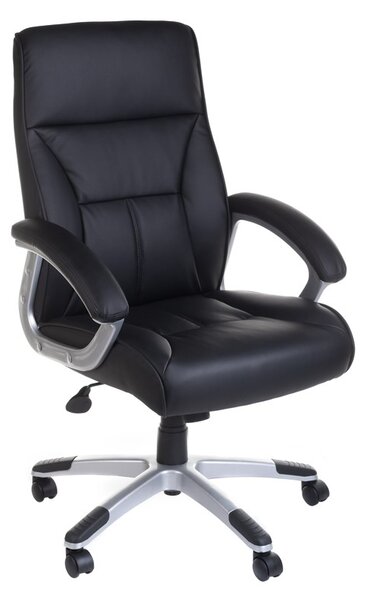 Scaun ergonomic BX-5085B, roti pivotante, tapiterie spuma si piele eco, inaltime reglabila 40-45 cm, negru