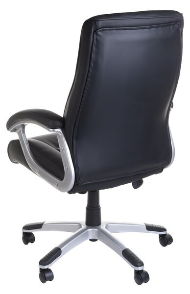 Scaun ergonomic BX-5085B, roti pivotante, tapiterie spuma si piele eco, inaltime reglabila 40-45 cm, negru