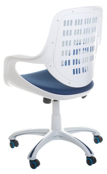 Scaun ergonomic de birou sau conferinta, inaltime reglabila, roti mobile, alb si albastru
