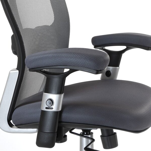 Scaun ergonomic cu spatar inalt, tetiera confortabila, cotiere din spuma moale, reglabil, gri