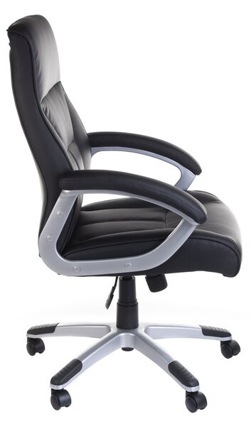 Scaun ergonomic BX-5085B, roti pivotante, tapiterie spuma si piele eco, inaltime reglabila 40-45 cm, negru