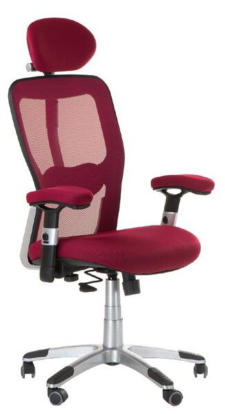 Scaun ergonomic, spatar inalt, cotiere tapitate, roti pivotante, inaltime reglabila 46-56 cm, rosu