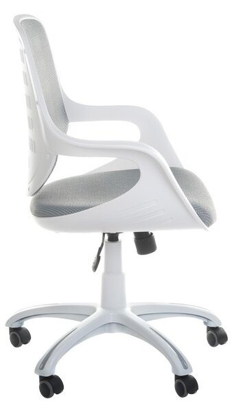 Scaun de birou, roti pivotante, spatar profilat, inaltime reglabila 40-47 cm, alb, gri