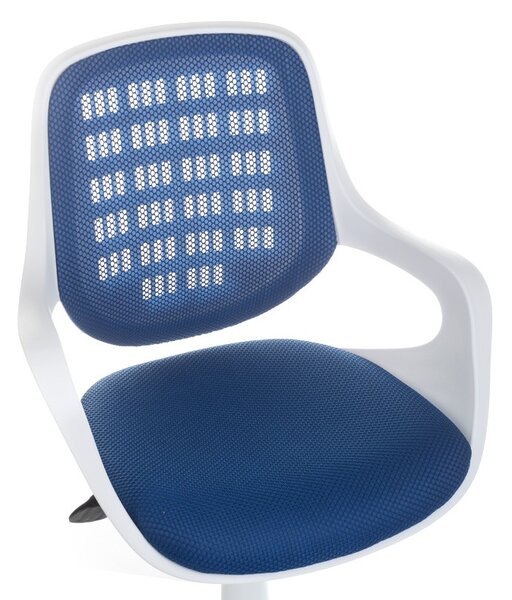 Scaun ergonomic de birou sau conferinta, inaltime reglabila, roti mobile, alb si albastru