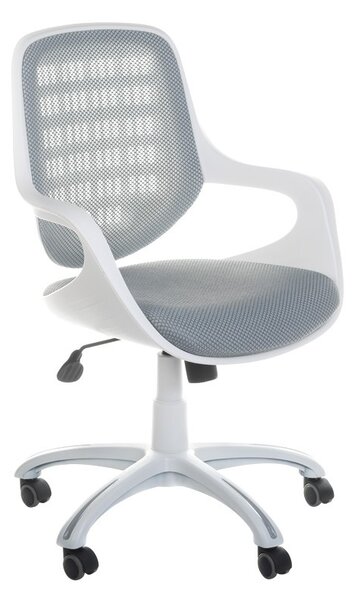 Scaun de birou, roti pivotante, spatar profilat, inaltime reglabila 40-47 cm, alb, gri