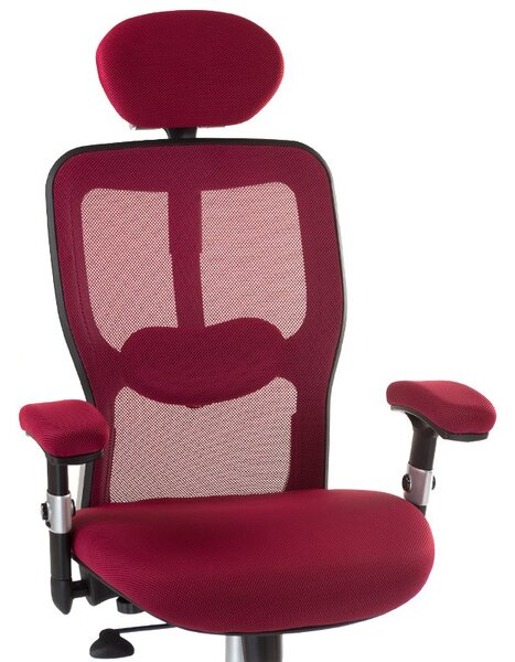 Scaun ergonomic, spatar inalt, cotiere tapitate, roti pivotante, inaltime reglabila 46-56 cm, rosu