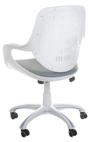 Scaun de birou, roti pivotante, spatar profilat, inaltime reglabila 40-47 cm, alb, gri