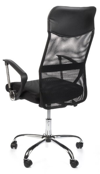 Scaun de birou, inaltime reglabila, roti cauciuc, inaltime spatar 65 cm, negru