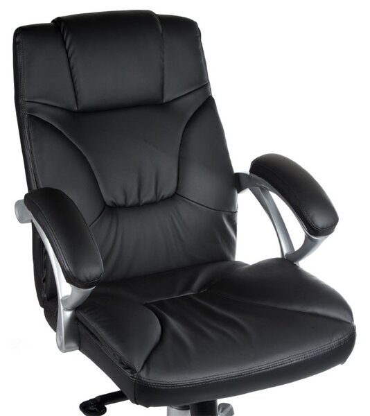 Scaun de birou, piele ecologica, spatar cu design ergonomic, rotire la 360 de grade, negru