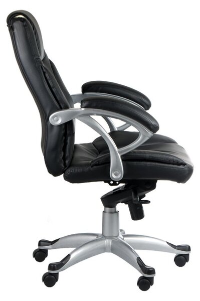 Scaun de birou, piele ecologica, spatar cu design ergonomic, rotire la 360 de grade, negru