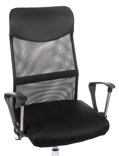 Scaun de birou, inaltime reglabila, roti cauciuc, inaltime spatar 65 cm, negru
