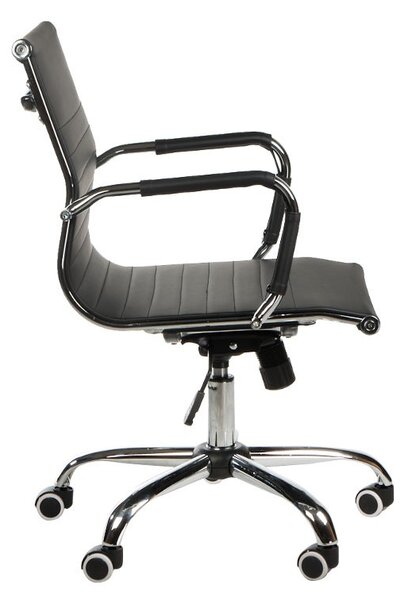 Scaun rotativ de birou, tapiterie piele ecologica, inaltime reglabila 44-54 cm, negru
