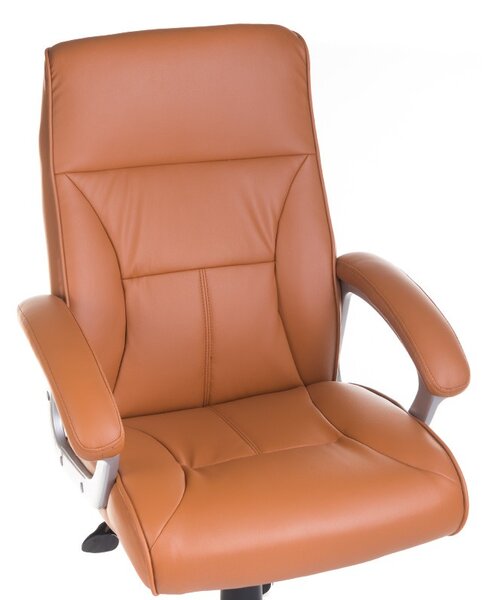 Scaun ergonomic maro, manere confortabile, spuma si piele ecologica, roti pivotante, roti pivotante