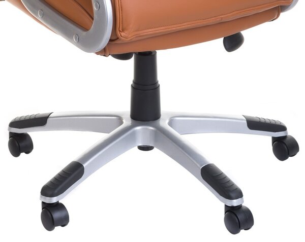 Scaun ergonomic maro, manere confortabile, spuma si piele ecologica, roti pivotante, roti pivotante