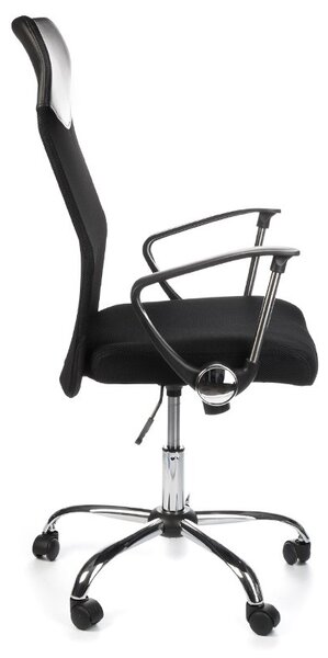 Scaun de birou, inaltime reglabila, roti cauciuc, inaltime spatar 65 cm, negru