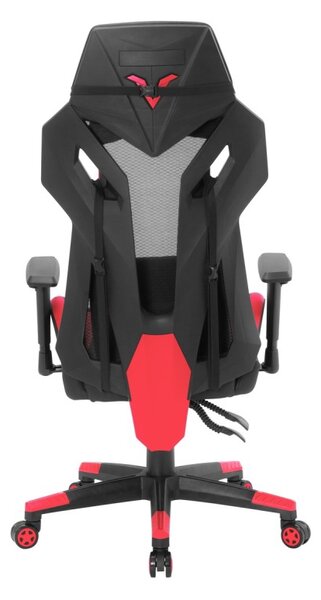 Scaun de gaming RACER, inaltime reglabila 46-56 cm, piele ecologica, negru rosu