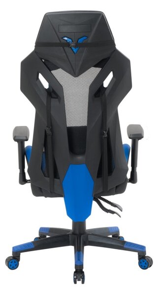 Scaun gaming, ergonomic, roti pivotante, inaltime maxima 56 cm, negru, albastru