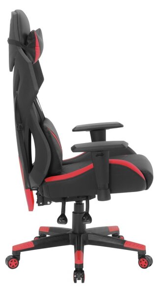 Scaun de gaming RACER, inaltime reglabila 46-56 cm, piele ecologica, negru rosu
